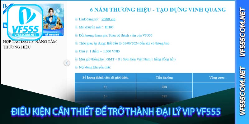 Điều kiện cần thiết để trở thành Đại Lý Vip VF555